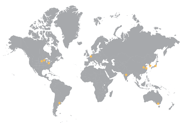 Karte der Graco-Firmensitze