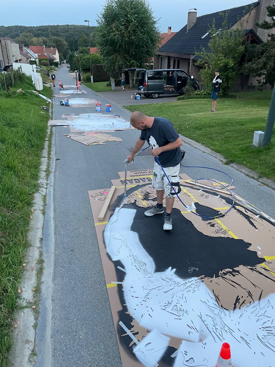 Wim Belmans bei der Spritzarbeit