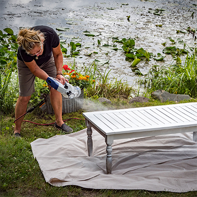 Spray painting outdoor furniture