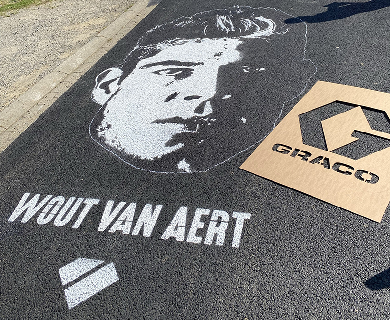 Application de pulvérisation, portrait de Wout van Aert, PUNCHEUR