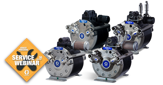 Graco Finishing Webinar Series illustration shows an Endura-Flo pump