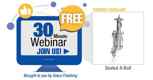Sealed 4-ball pump lower fits on an E-Flo DC pump in place in an industrial paint kitchen.