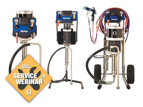 Graco Finishing Webinar Series illustration shows two setups for Merkur pumps