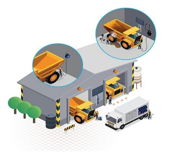 Serviceeinrichtung im Bergbaubetrieb
