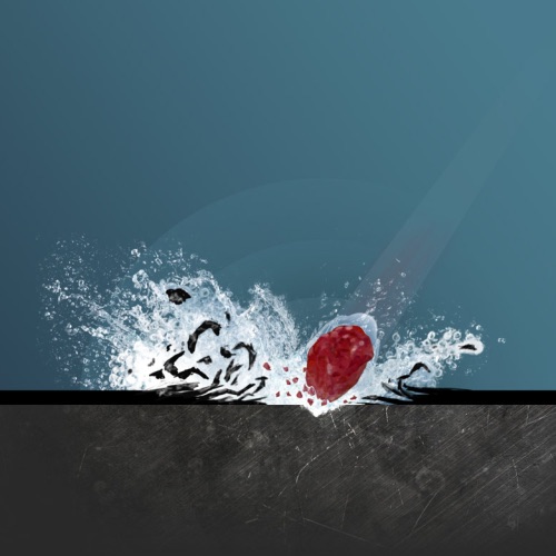 Wet blasting media impacting the surface