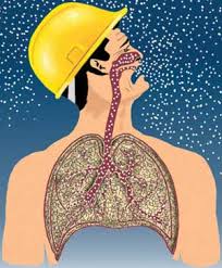 illustration of a person inhaling dust