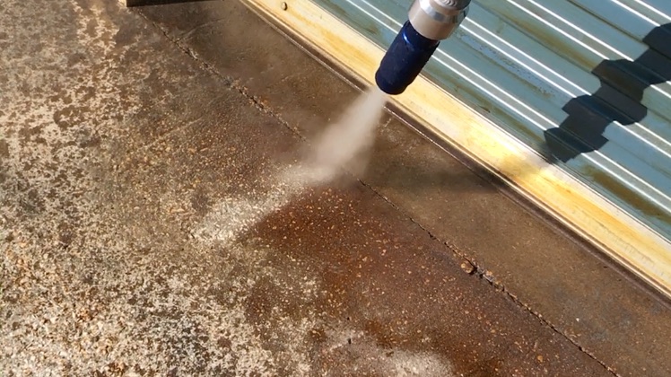 Blasting Polyurethane Stains - Before