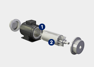 AC motor komponentlerini gösteren çizim