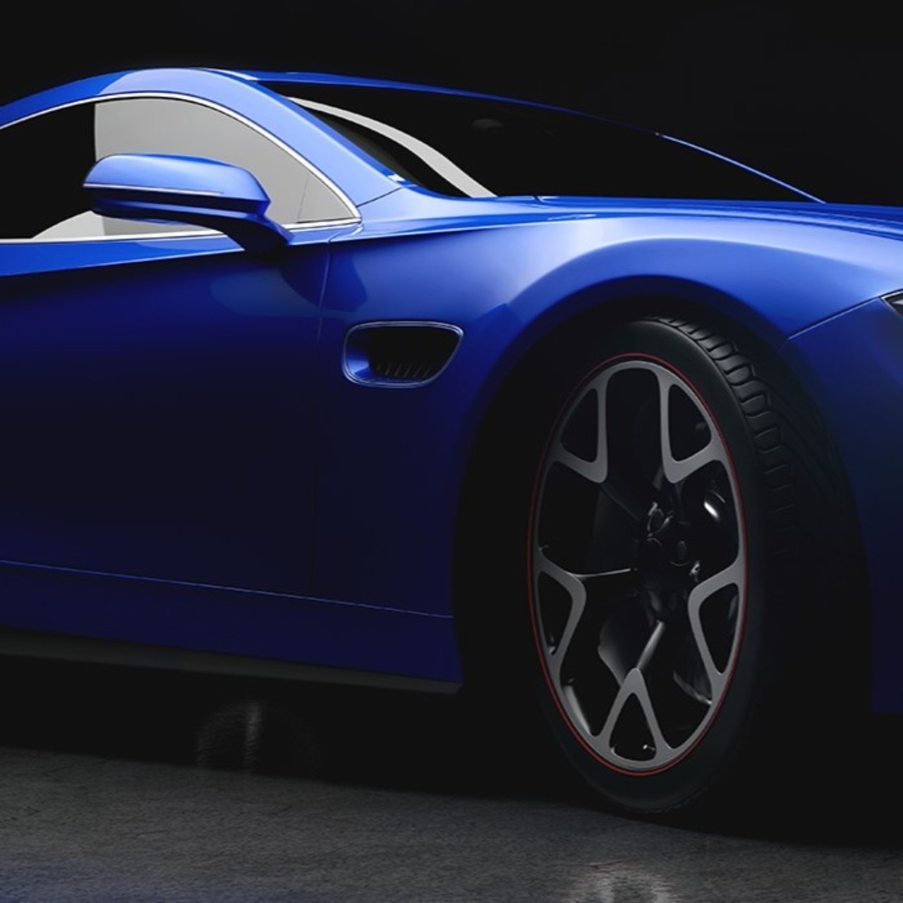 Un nuevo automóvil deportivo tiene un acabado azul de alta gama