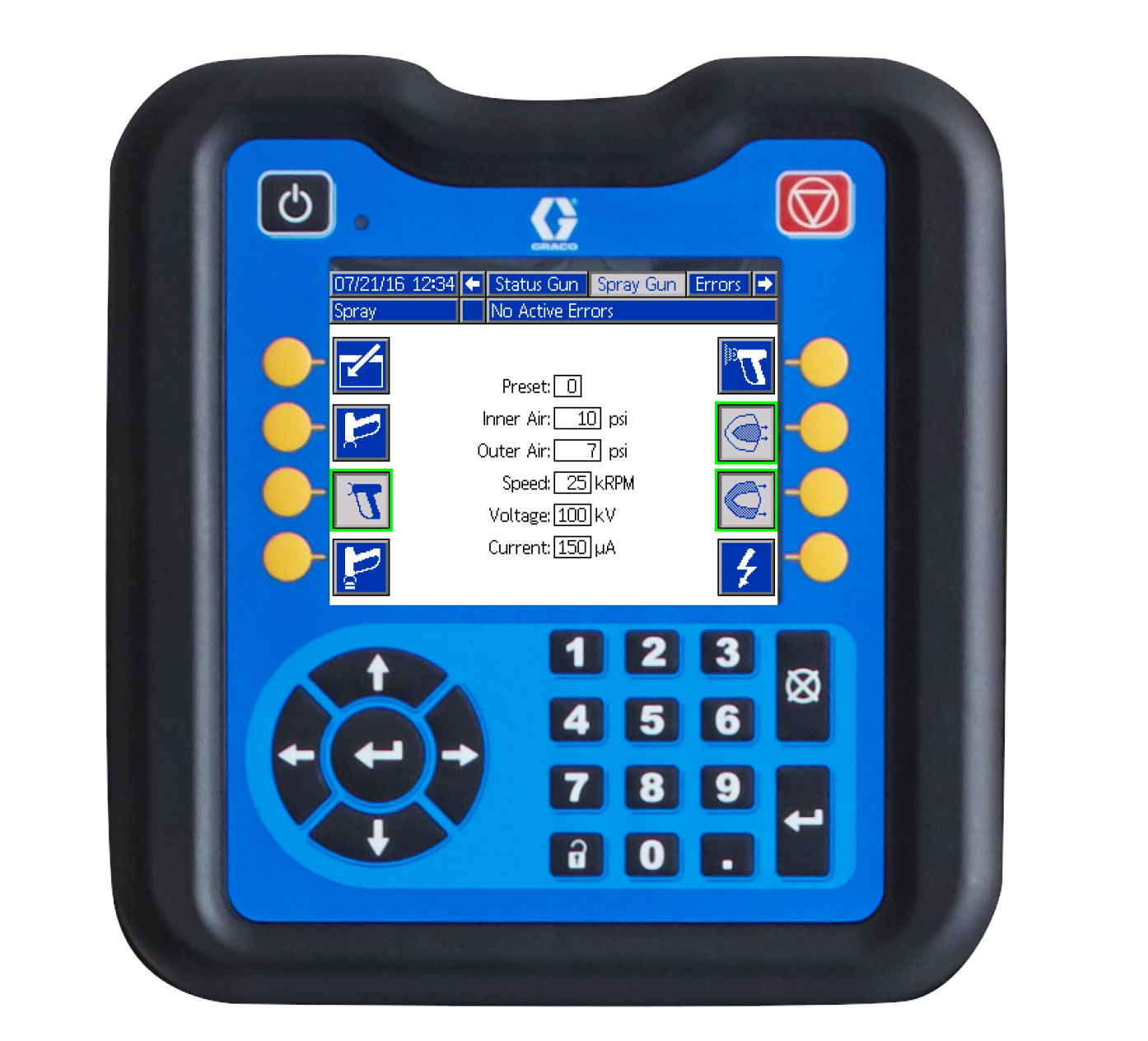 El panel de control de un ProBell de Graco