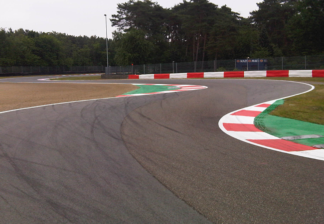 race track lines spray painted with Graco equipment