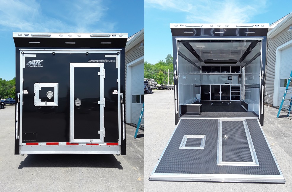 Protective coatings spray trailer - back