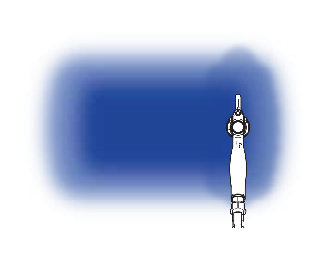 Illustration shows fogging, overspray or a dry spray pattern left by a manual air assist airless paint spray gun.