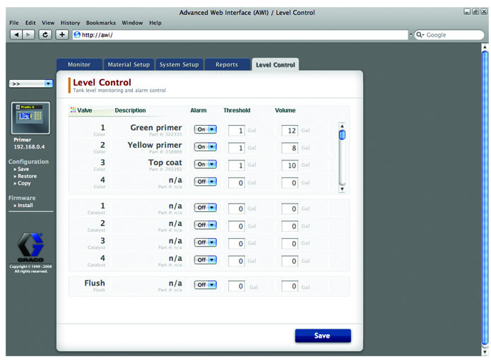 Screen shot shows upgraded AWI interface.