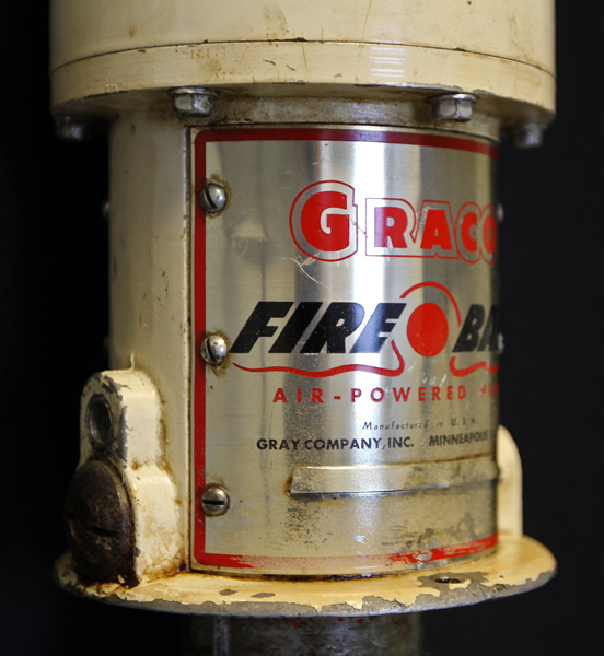 Antique 1956 Graco Fire-Ball grease and oil lubrication pump label