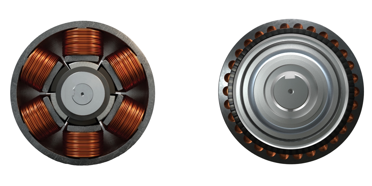 6 pole standard motor vs. QUANTM 60 pole motor technology