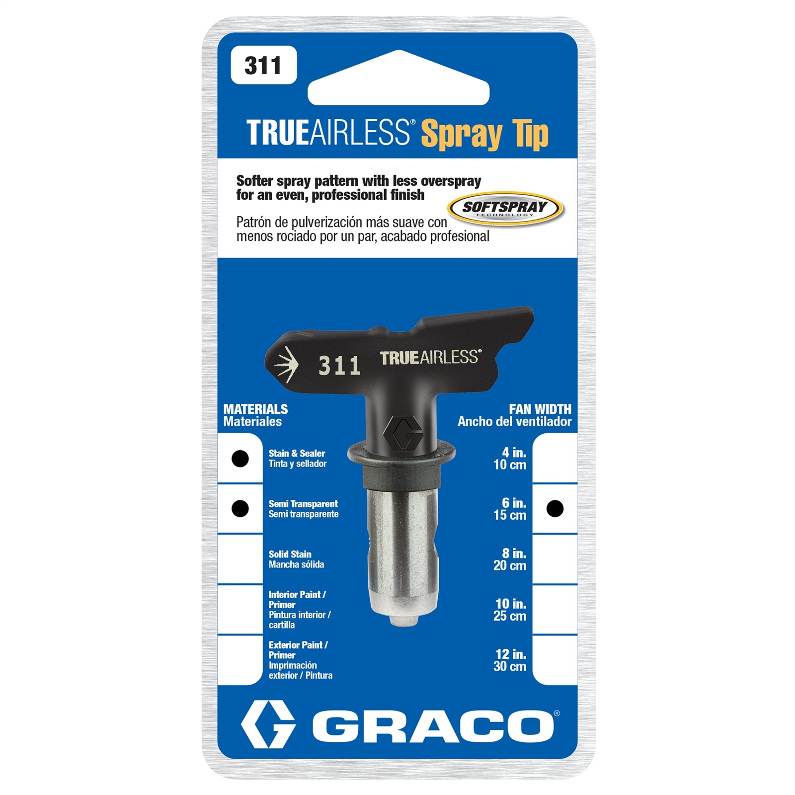Black Graco TRU311 TrueAirless 311 Spray Tip Silver 