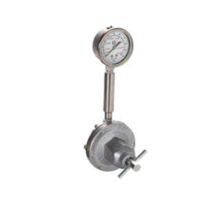 Regulador de fluido de baixa pressão, 250 psi máximo, faixa de 5-100 psi, 3,0 GPM, SST, tipo de mola, 3/8 (f) x 3/8 (f), Porta 1/4 (f)