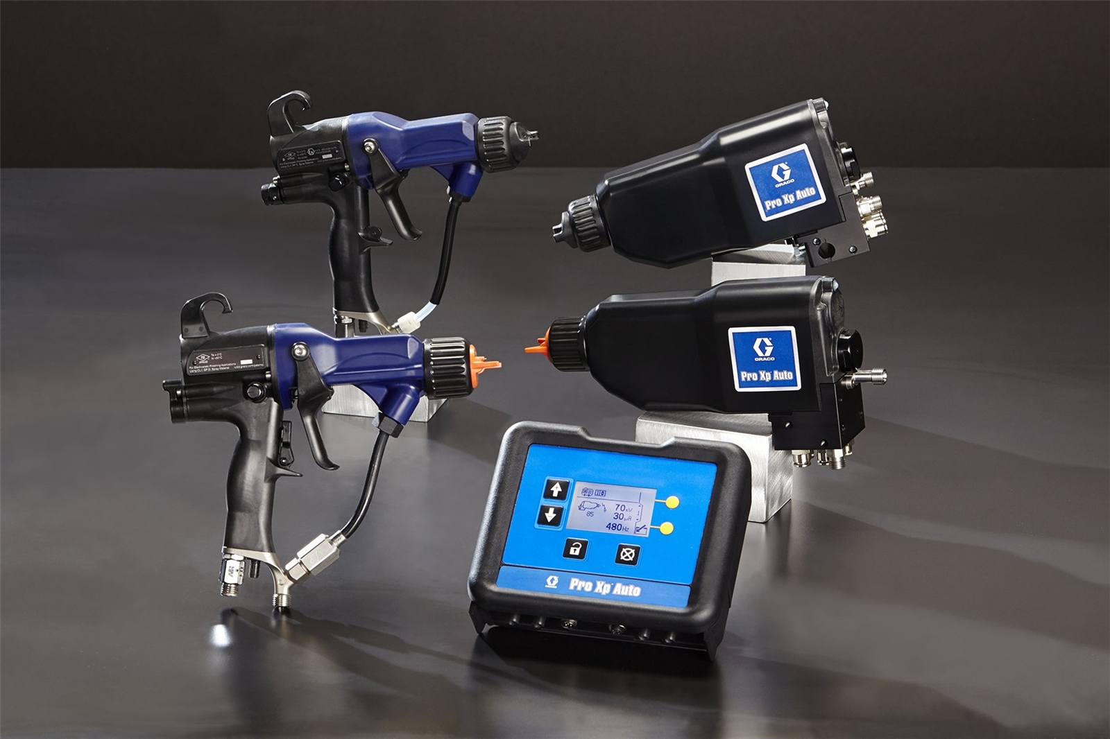 Pro Xp electrostatic spray guns come in manual or automatic models.
