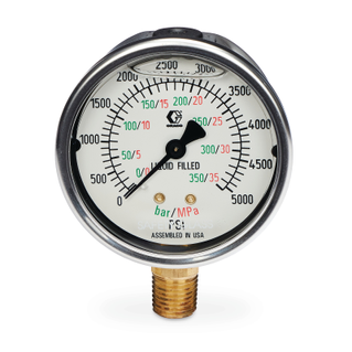 Manómetro de fluido de alta presión de acero inoxidable, rango de presión de 0-344 bar (0-5000 psi)