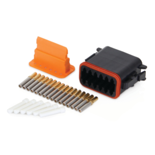 12 pin DT kit, connects to Compact Dyna-Star®, includes connector, crimpable fold 16-20 AWG sockets, sealing plugs